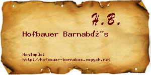 Hofbauer Barnabás névjegykártya
